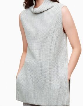 Aritzia Wilfred Grey Mock Neck Tunic Sweater Vest
